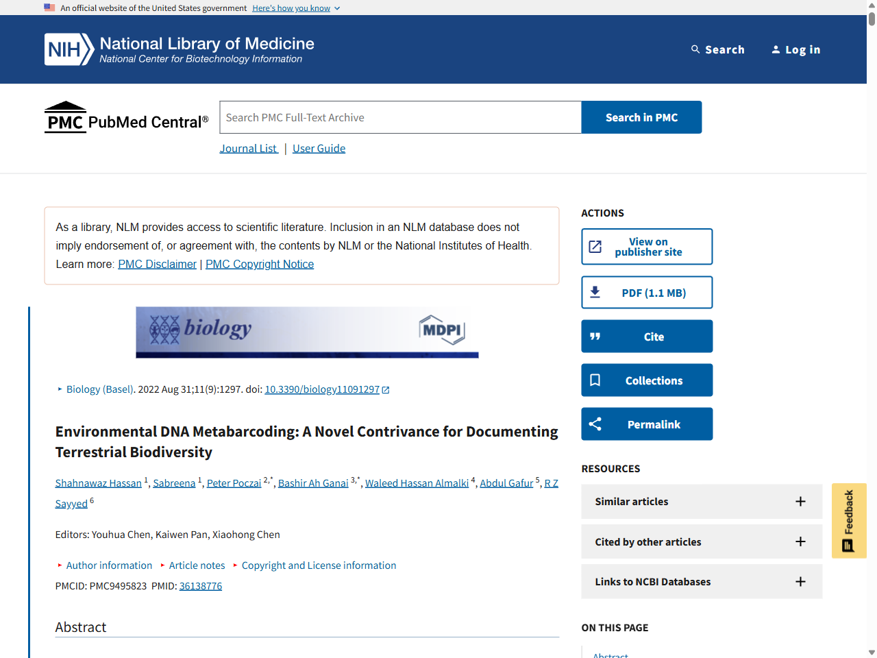 Preview of Environmental DNA Metabarcoding: A Novel Contrivance for Documenting Terrestrial Biodiversity - PMC - PubMed Central