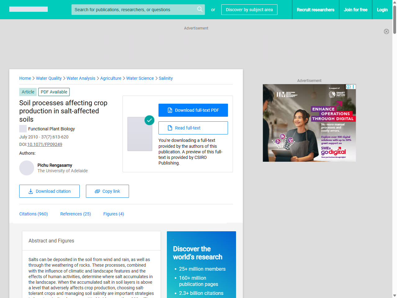 Preview of (PDF) Soil processes affecting crop production in salt-affected soils - ResearchGate