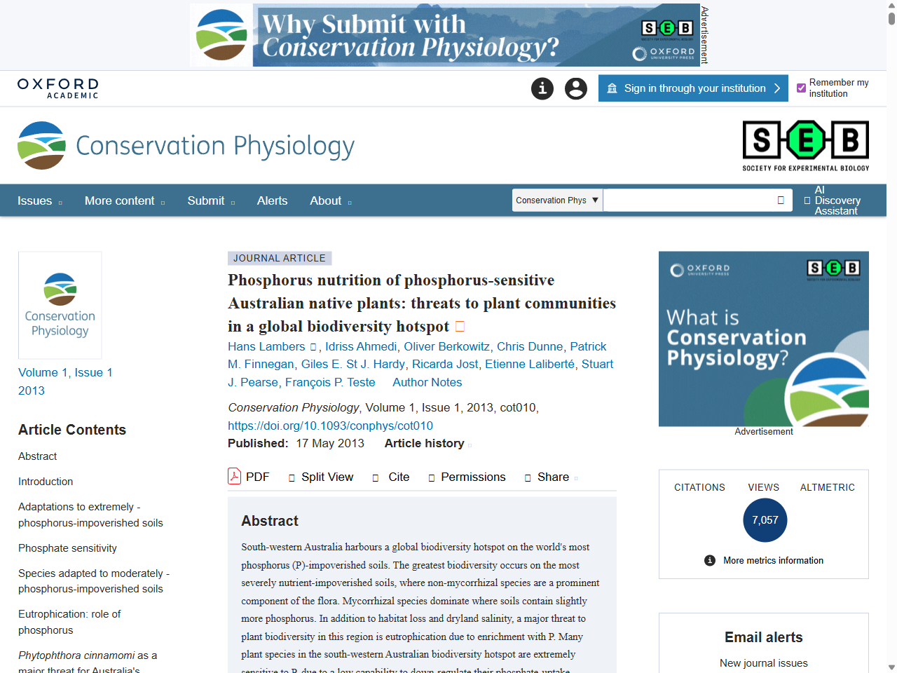 Preview of Phosphorus nutrition of phosphorus-sensitive Australian native plants: threats to plant communities in a global biodiversity hotspot | Conservation Physiology | Oxford Academic, accessed August 4, 2025