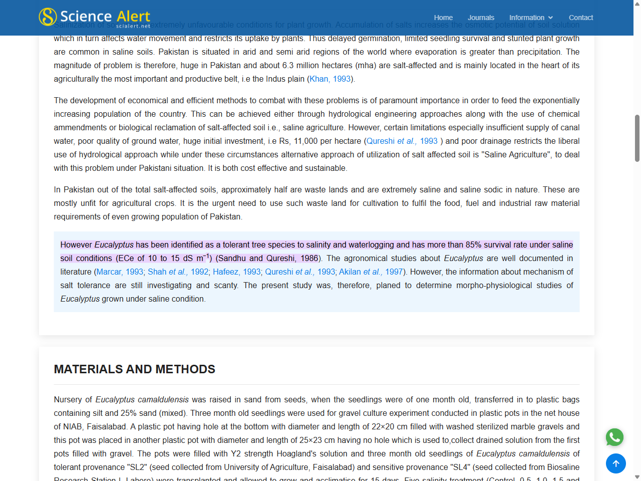 Preview of Physiological Responses of Eucalyptus Under Saline Environment. I: Ionic Composition in Selected Salt Tolerant and Salt Sensitive Provenances of Eucalyptus Camaldulensis - Science Alert, accessed July 11, 2025, 