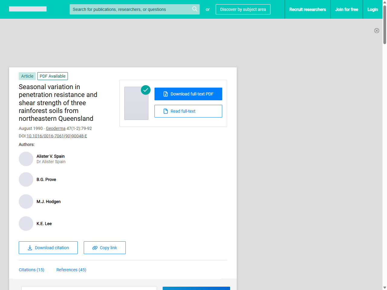 Preview of Seasonal variation in penetration resistance and shear strength of three rainforest soils from northeastern Queensland - ResearchGate, accessed August 9, 2025, 