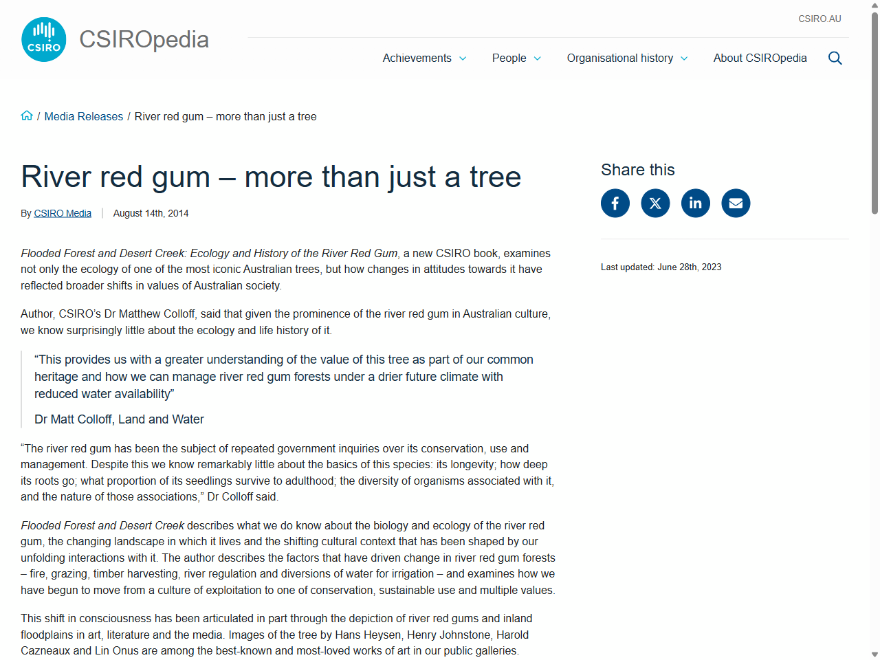Preview of River red gum – more than just a tree - CSIROpedia