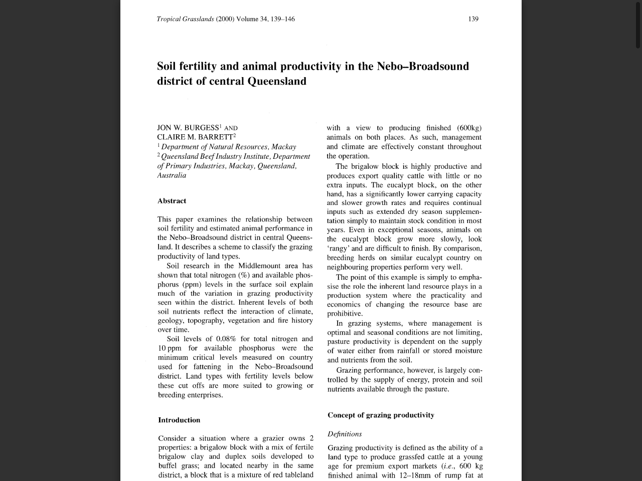 Preview of Tropical Grasslands (2000) Volume 34, 139–146 - Soil fertility and ..., accessed July 19, 2025, 