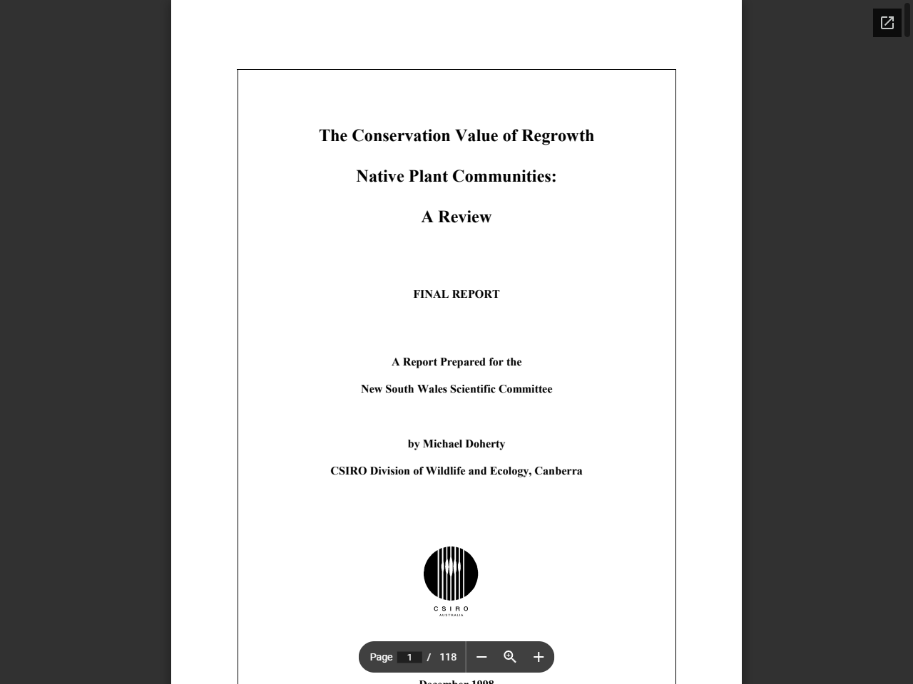 Preview of The Conservation Value of Regrowth Native Plant Communities: A Review - Environment and Heritage, accessed July 30, 2025,
