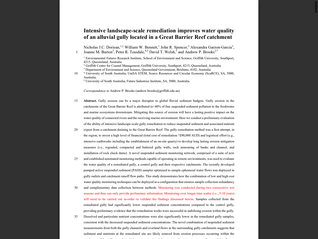 Preview of Intensive landscape-scale remediation improves water quality of an alluvial gully located in a Great Barrier Reef catchment - HESS, accessed August 1, 2025, 