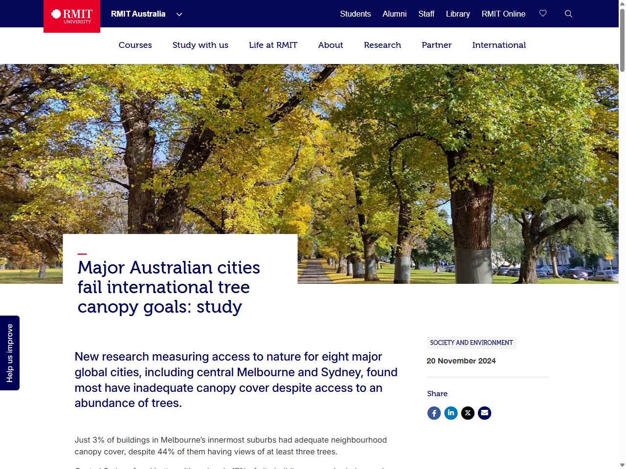 Preview of Major Australian cities fail international tree canopy goals: study - RMIT University
