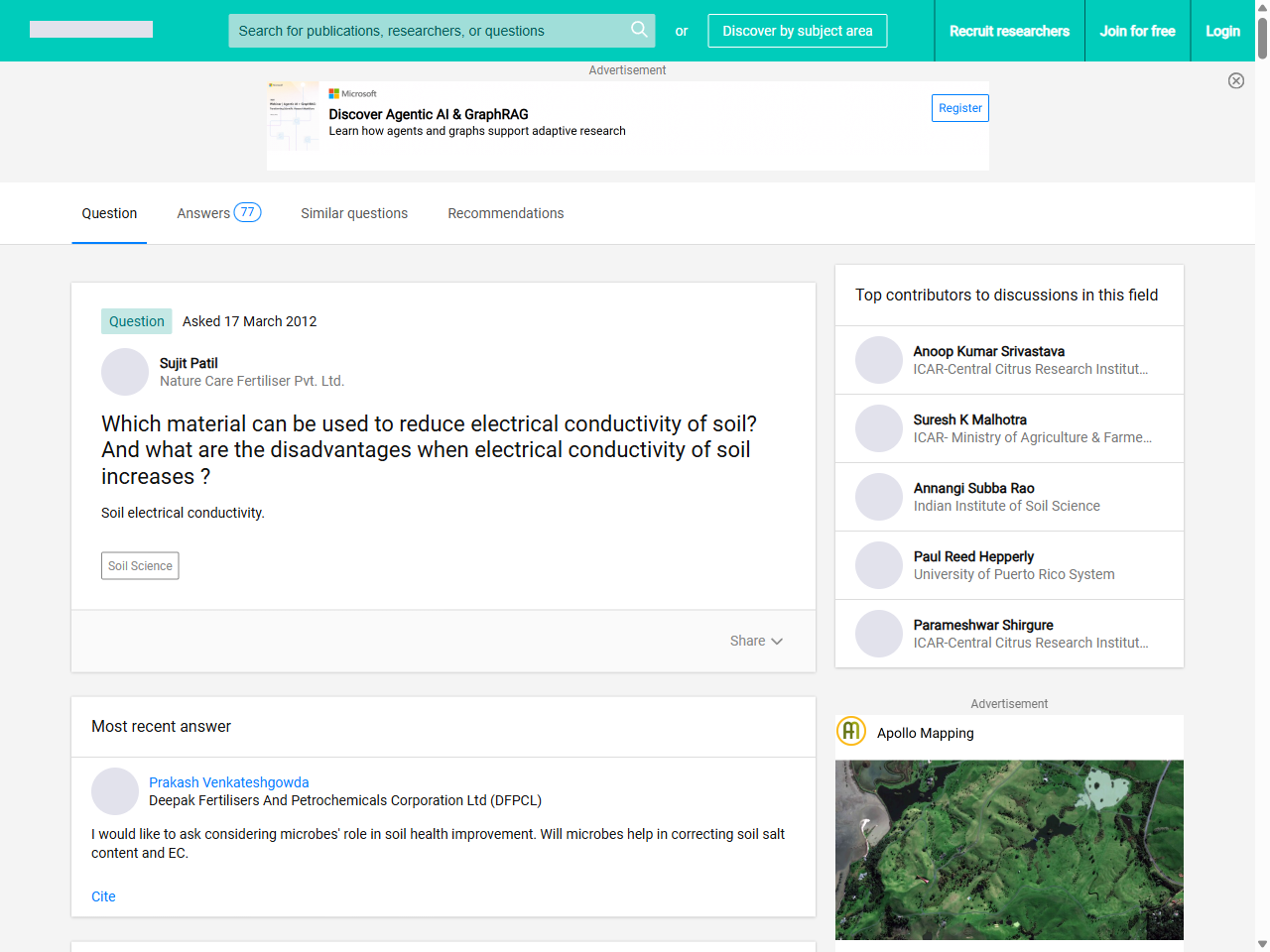 Preview of Which material can be used to reduce electrical conductivity of soil? And what are the disadvantages when electrical conductivity of soil increases ? | ResearchGate, accessed July 9, 2025,