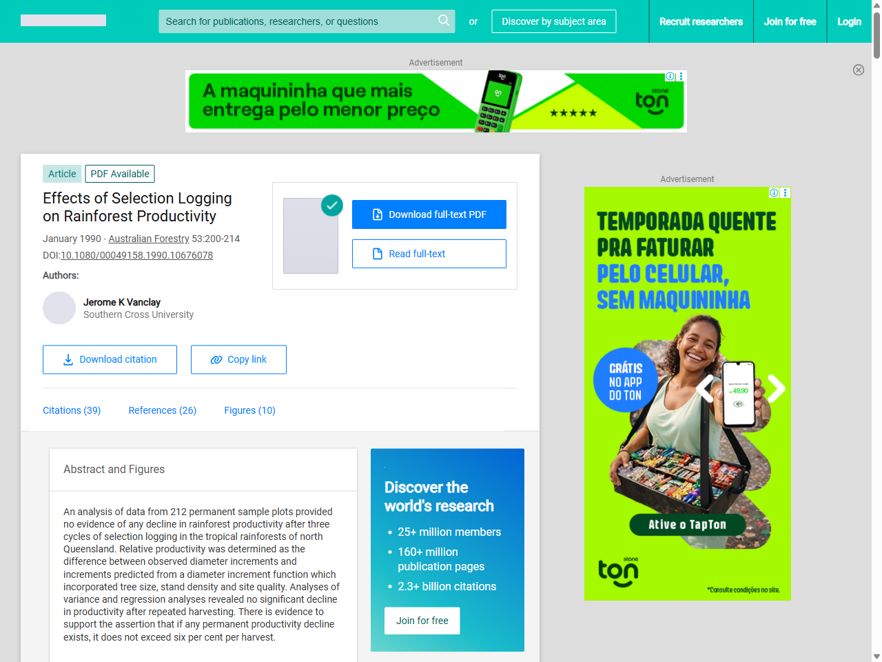 Preview of Effects of Selection Logging on Rainforest Productivity - ResearchGate, accessed July 20, 2025