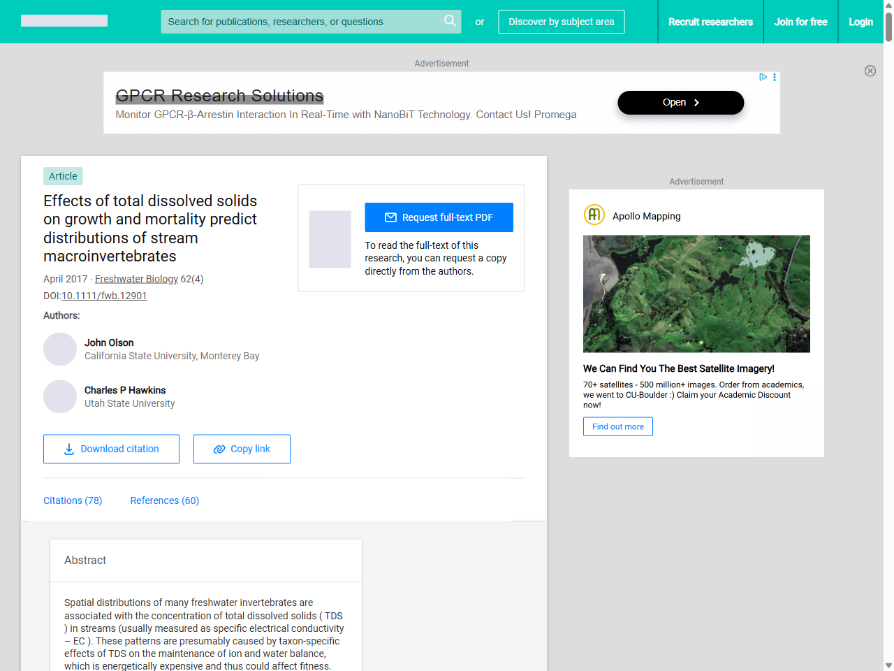 Preview of (PDF) Effects of increasing salinity on freshwater ecosystems in ...