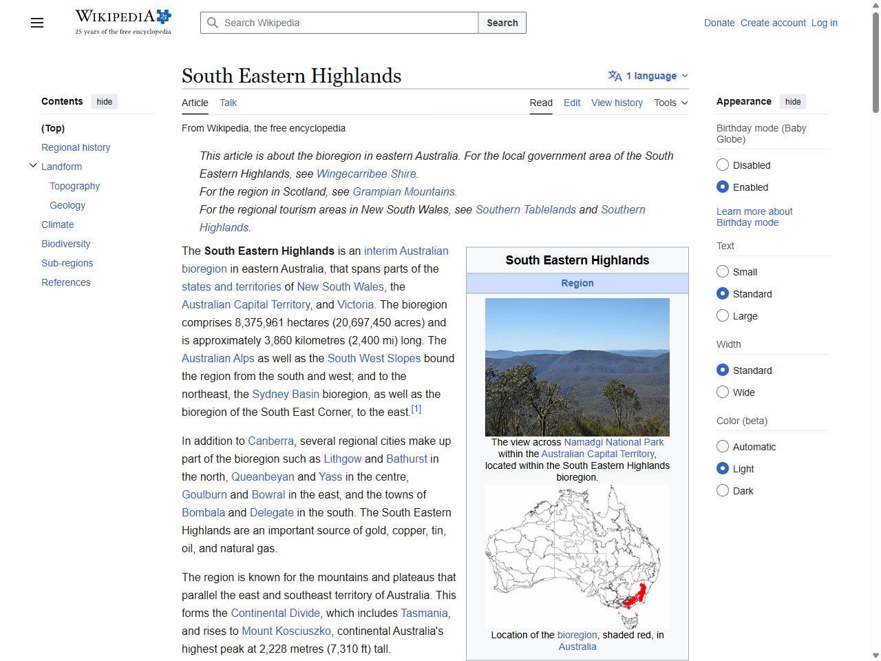 Preview of South Eastern Highlands - Wikipedia, accessed August 10, 2025