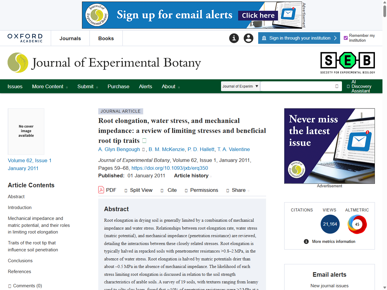 Preview of Root elongation, water stress, and mechanical impedance: a review ..., accessed August 4, 2025,