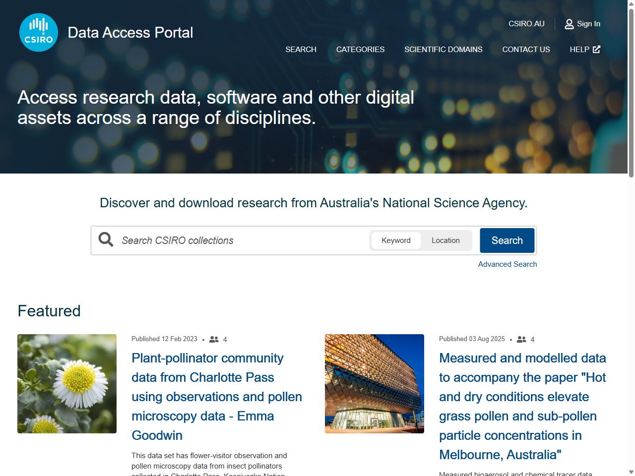 Preview of CSIRO Data Access Portal