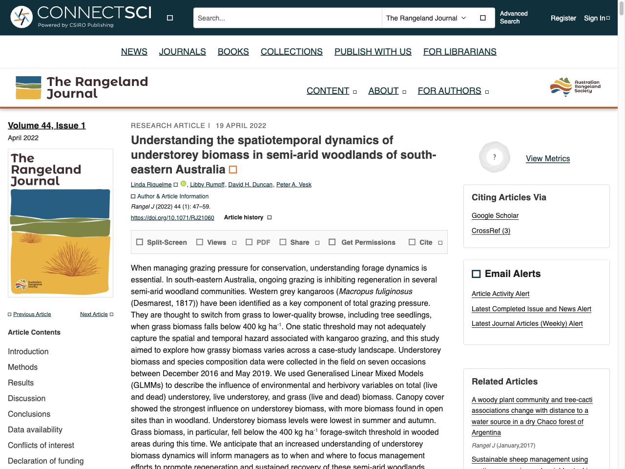 Preview of Understanding the spatiotemporal dynamics of understorey biomass in semi-arid woodlands of south-eastern Australia - CSIRO PUBLISHING | The Rangeland Journal, accessed July 12, 2025, 