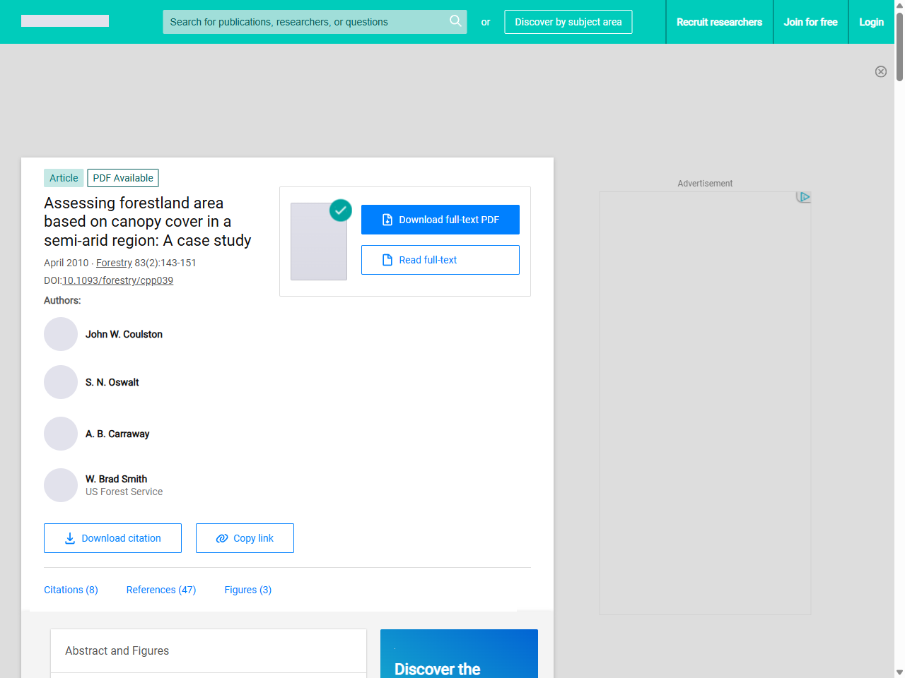 Preview of (PDF) Assessing forestland area based on canopy cover in a semi-arid region: A case study, accessed July 15, 2025