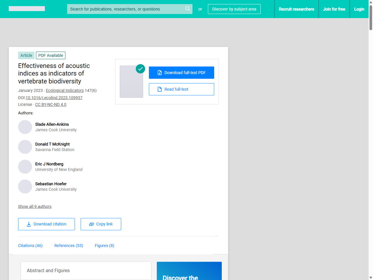 Preview of Effectiveness of acoustic indices as indicators of vertebrate biodiversity - ResearchGate, accessed July 22, 2025,