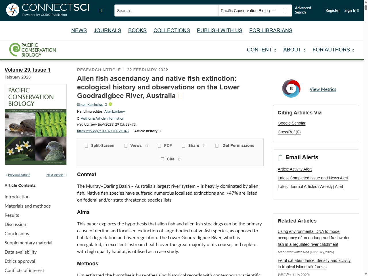 Preview of Alien fish ascendancy and native fish extinction: ecological history and observations on the Lower Goodradigbee River, Australia - CSIRO Publishing, accessed July 16, 2025,