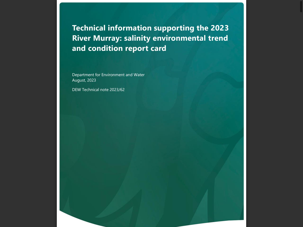 Preview of Technical information supporting the 2023 River Murray: salinity environmental trend and condition report cards.
