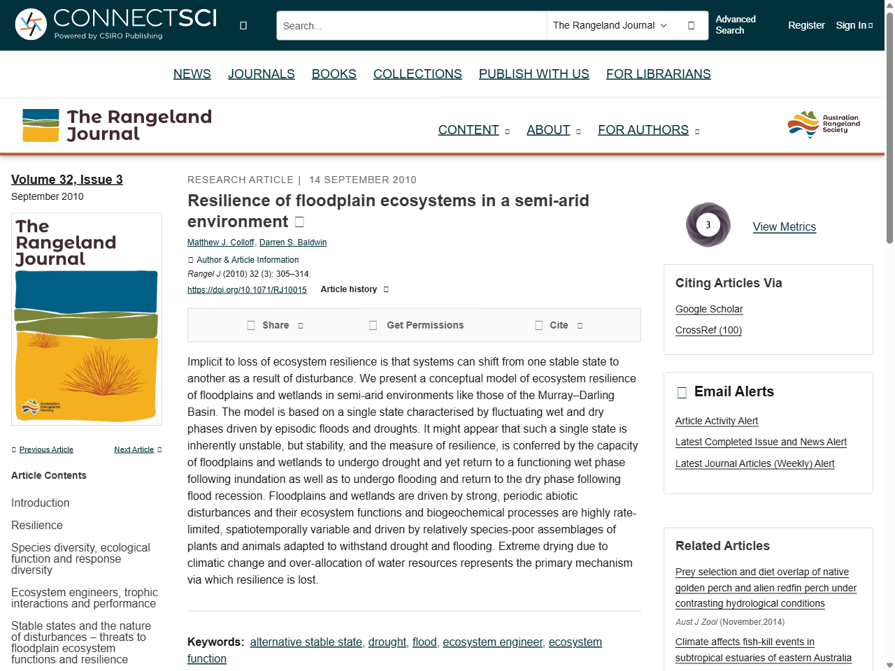 Preview of Resilience of floodplain ecosystems in a semi-arid environment - CSIRO Publishing, accessed July 20, 2025,
