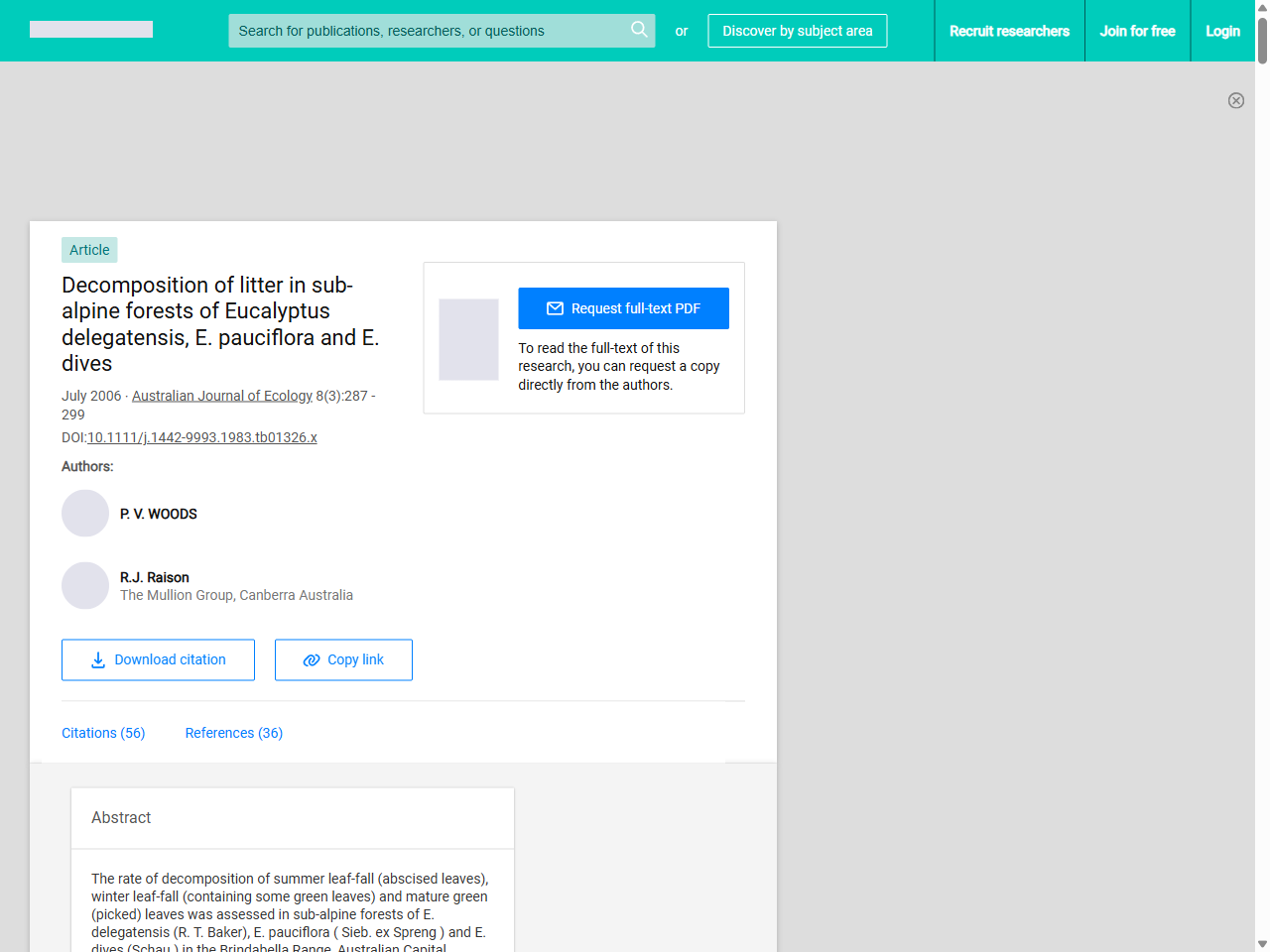 Preview of Decomposition of litter in sub-alpine forests of Eucalyptus delegatensis, E. pauciflora and E. dives | Request PDF - ResearchGate, accessed March 27, 2026,