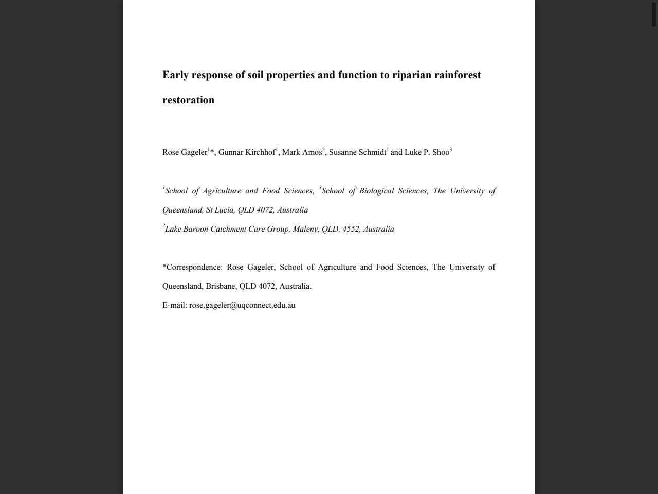 Preview of Early response of soil properties and function to riparian rainforest restoration - Lake Baroon Catchment Care Group, accessed July 18, 2025, 