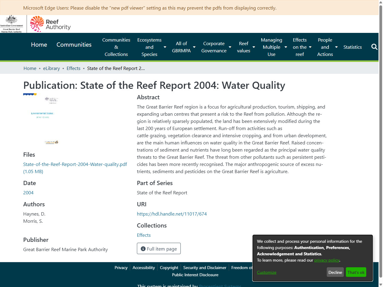 Preview of Water Quality - GBRMPA eLibrary, accessed August 1, 2025, 