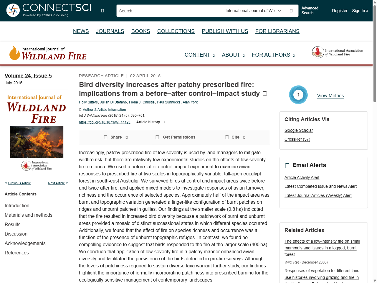 Preview of Bird diversity increases after patchy prescribed fire: implications from a before–after control–impact study - CSIRO Publishing, accessed July 20, 2025, 
