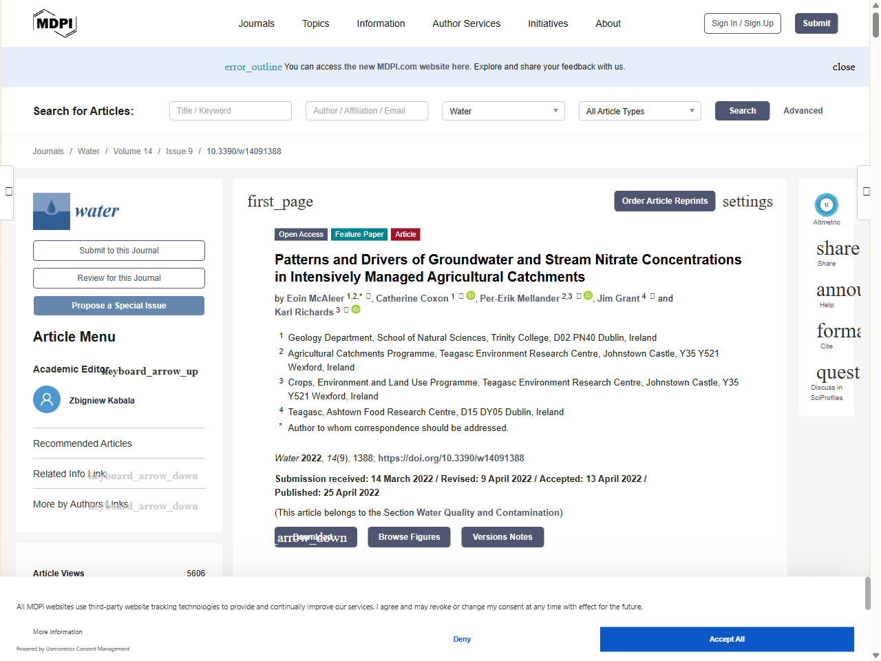 Preview of Patterns and Drivers of Groundwater and Stream Nitrate Concentrations in Intensively Managed Agricultural Catchments - MDPI, accessed August 5, 2025