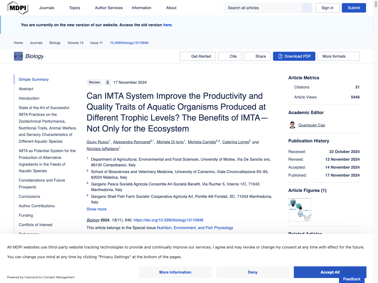 Preview of Can IMTA System Improve the Productivity and Quality Traits of Aquatic Organisms Produced at Different Trophic Levels? The Benefits of IMTA—Not Only for the Ecosystem - MDPI, accessed August 1, 2025
