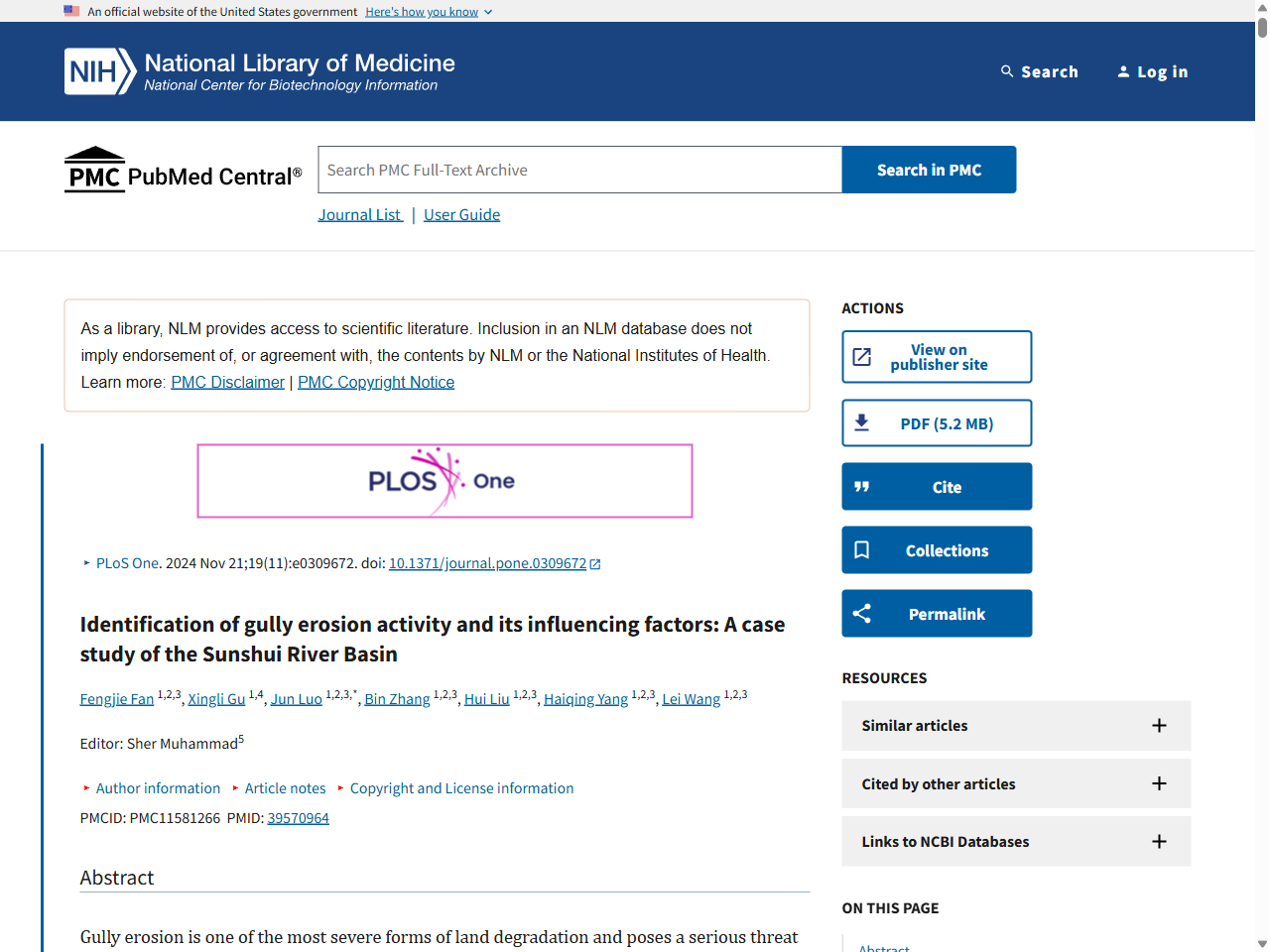 Preview of Identification of gully erosion activity and its influencing factors: A case study of the Sunshui River Basin, accessed July 16, 2025, 