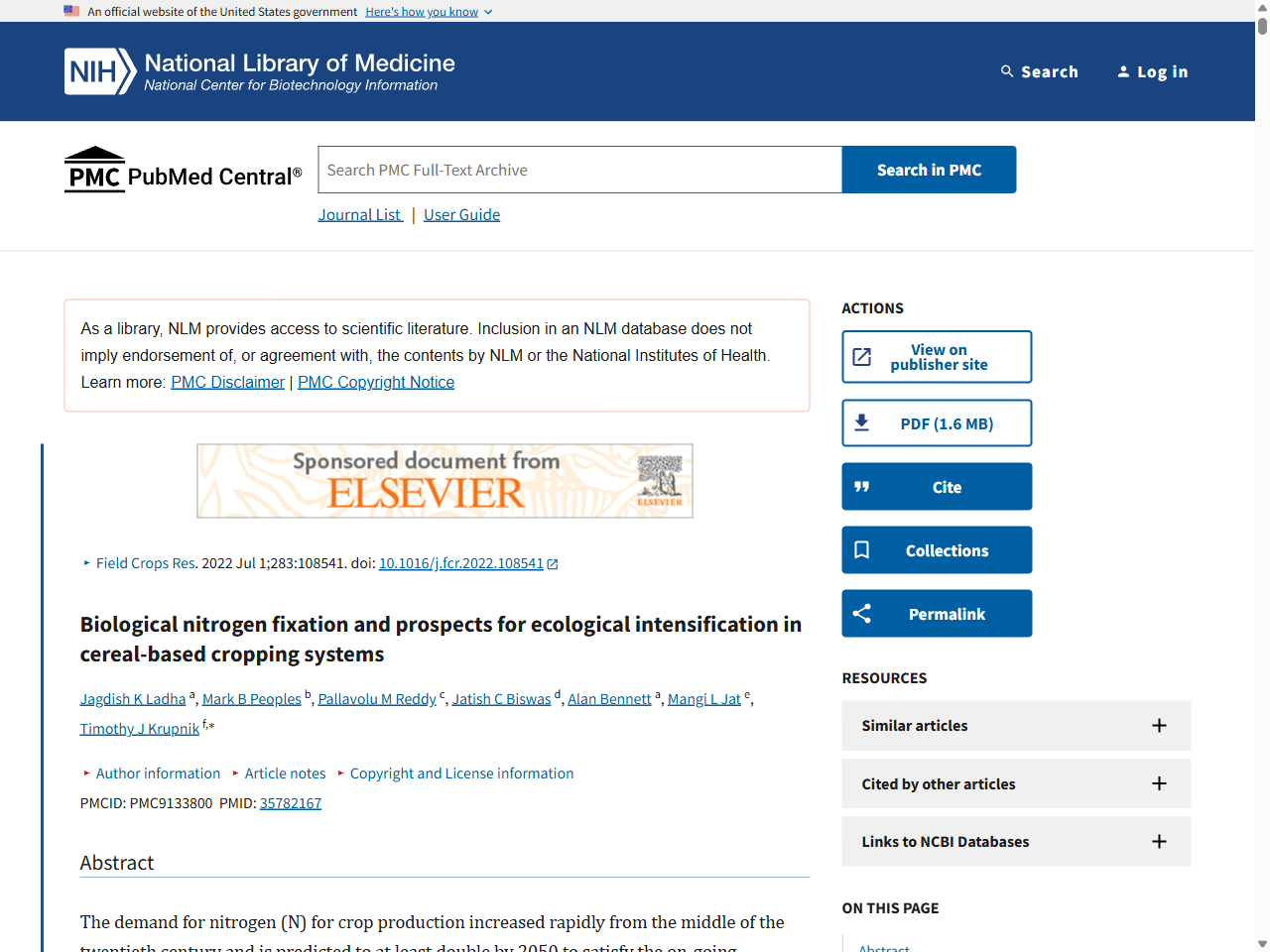 Preview of Biological nitrogen fixation and prospects for ecological intensification in cereal-based cropping systems - PubMed Central