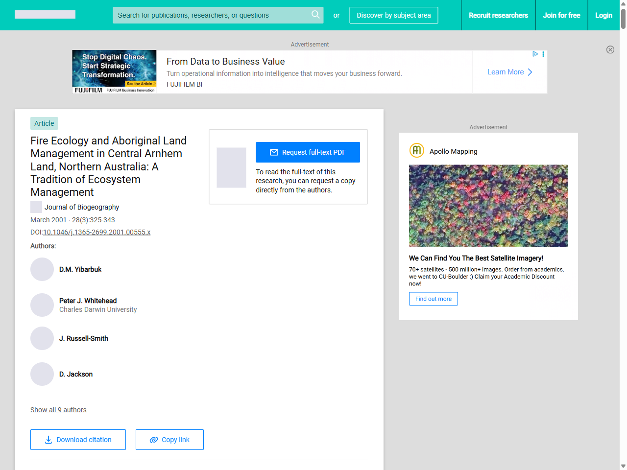 Preview of Fire Ecology and Aboriginal Land Management in Central Arnhem Land, Northern Australia: A Tradition of Ecosystem Management | Request PDF - ResearchGate, accessed May 15, 2025