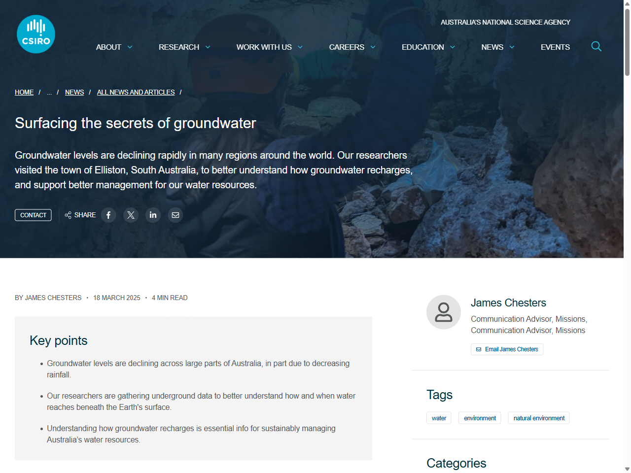 Preview of Surfacing the secrets of groundwater - CSIRO, accessed July 25, 2025