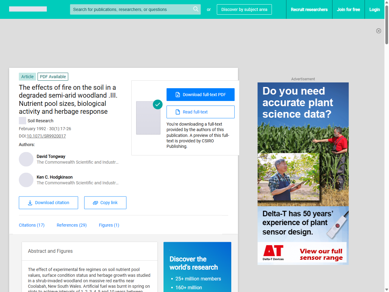 Preview of (PDF) The effects of fire on the soil in a degraded semi-arid woodland .III. Nutrient pool sizes, biological activity and herbage response - ResearchGate, accessed July 31, 2025,