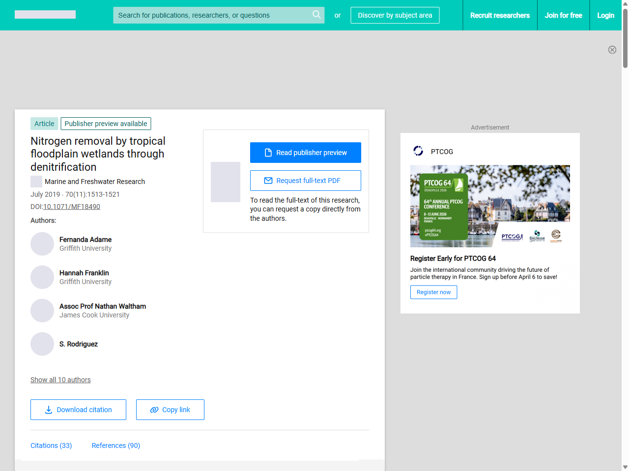 Preview of Nitrogen removal by tropical floodplain wetlands through denitrification - ResearchGate
