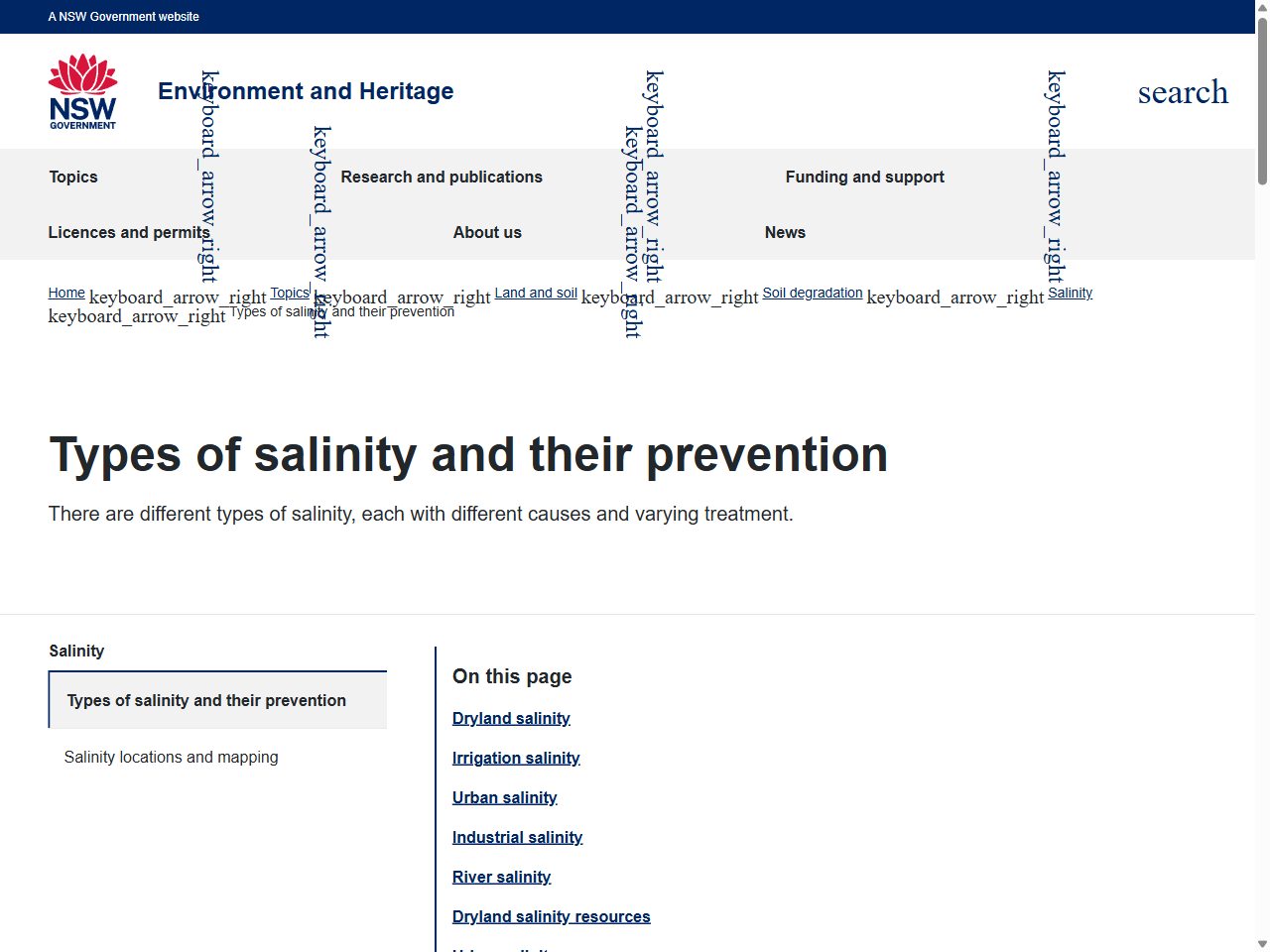 Preview of Types of salinity and their prevention | Land and soil - Environment and Heritage, accessed July 30, 2025