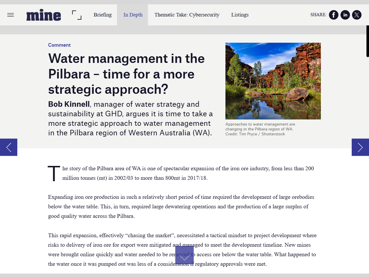 Preview of Water management in the Pilbara - time for a strategic approach? - Mine Australia | Issue 46