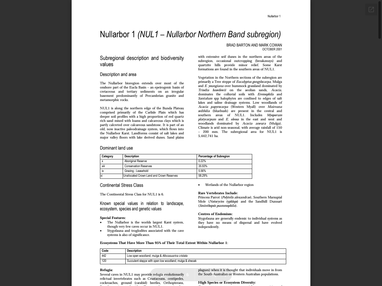 Preview of Nullarbor 1 (NUL1 – Nullarbor Northern Band subregion) - DBCA Library