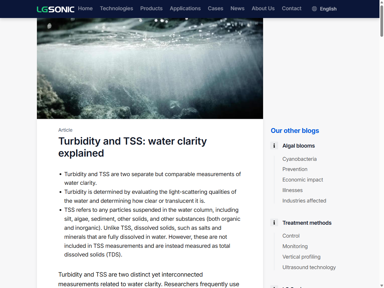Preview of Turbidity and TSS: water clarity insights - LG Sonic, accessed August 11, 2025, 