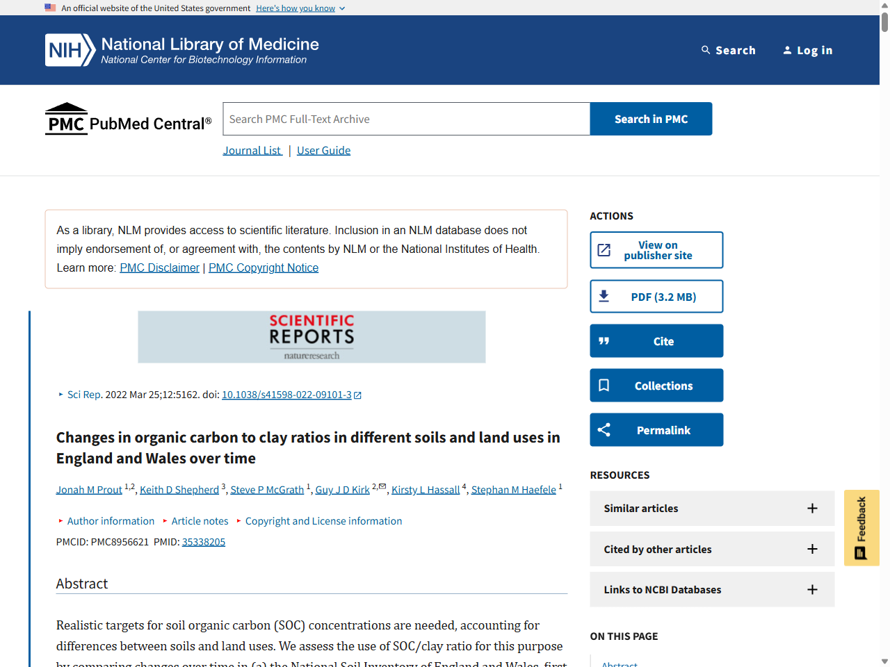 Preview of Changes in organic carbon to clay ratios in different soils and land uses in England and Wales over time