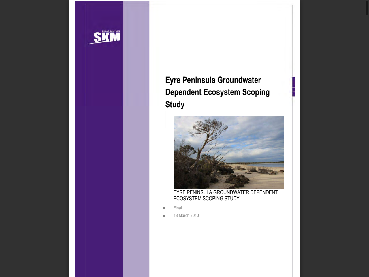 Preview of Eyre Peninsula Groundwater Dependent Ecosystem Scoping Study - Department for Environment and Water, accessed July 27, 2025,