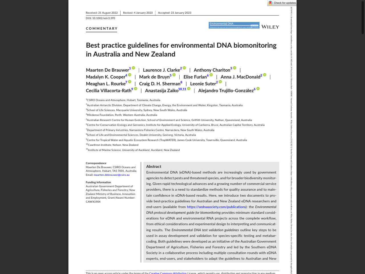 Preview of Best practice guidelines for environmental DNA biomonitoring in Australia and New Zealand - ResearchOnline@JCU