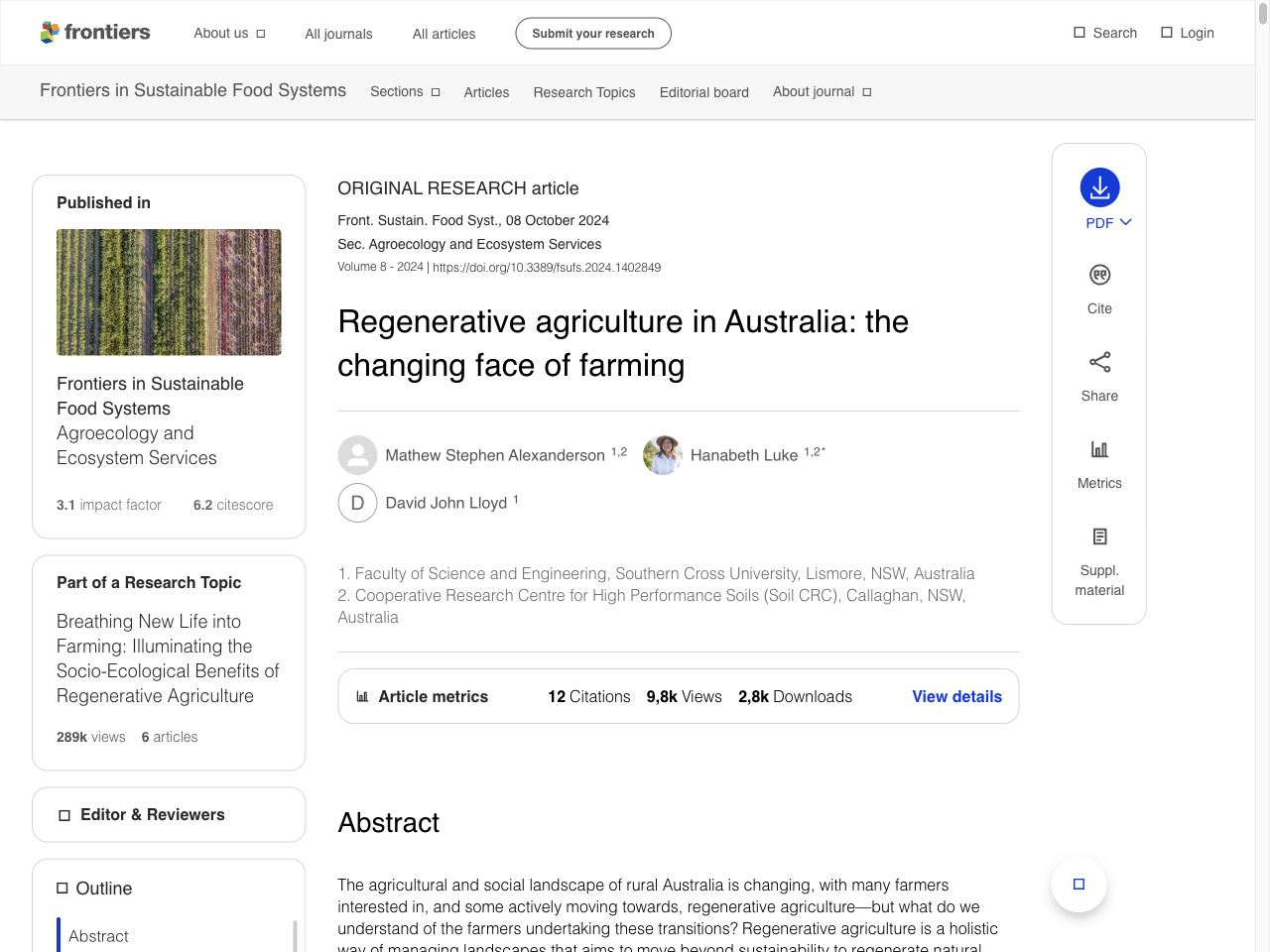 Preview of Regenerative agriculture in Australia: the changing face of farming - Frontiers, accessed August 4, 2025