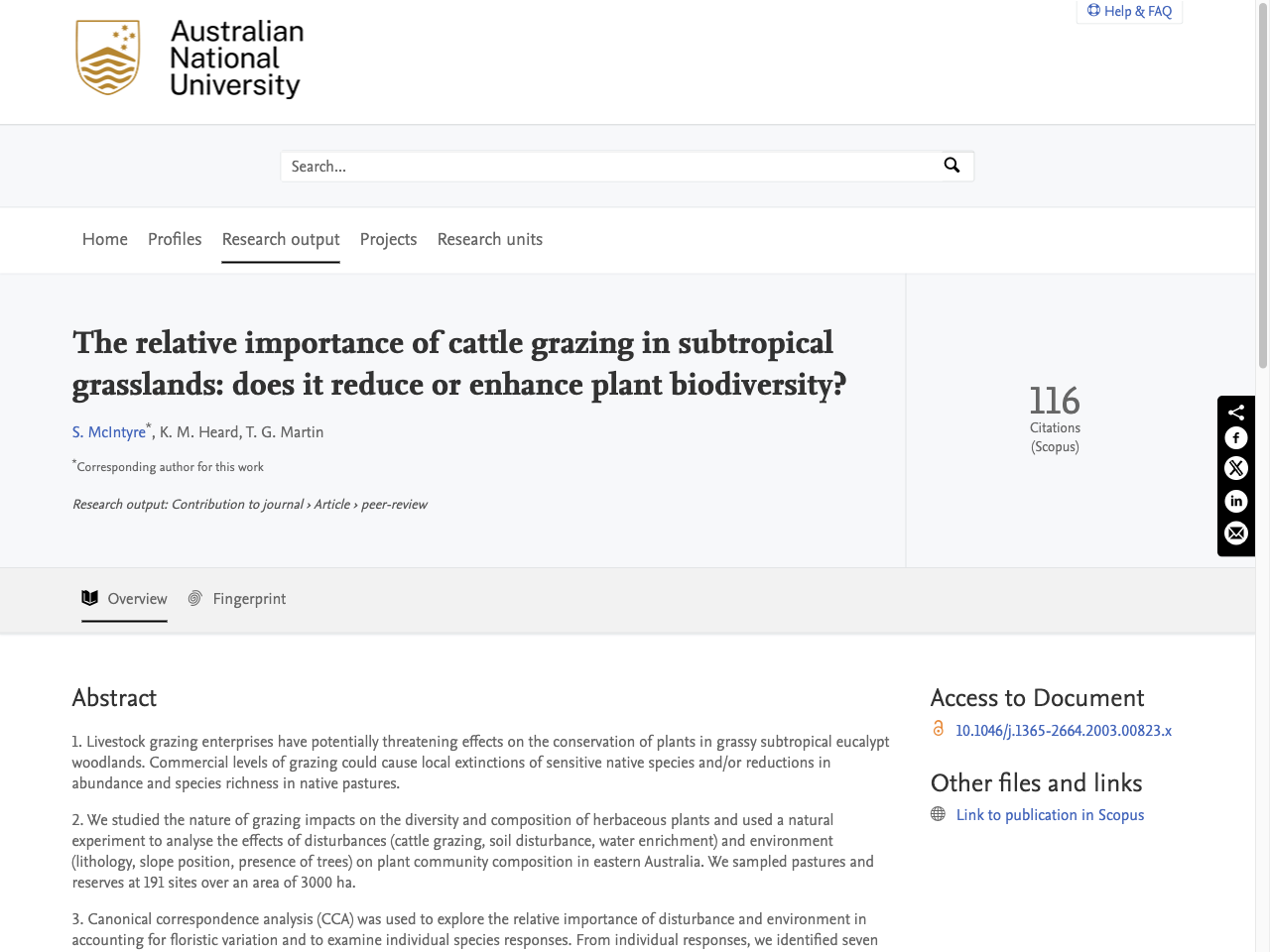 Preview of The relative importance of cattle grazing in subtropical grasslands: does it reduce or enhance plant biodiversity? - The Australian National University, accessed July 30, 2025,