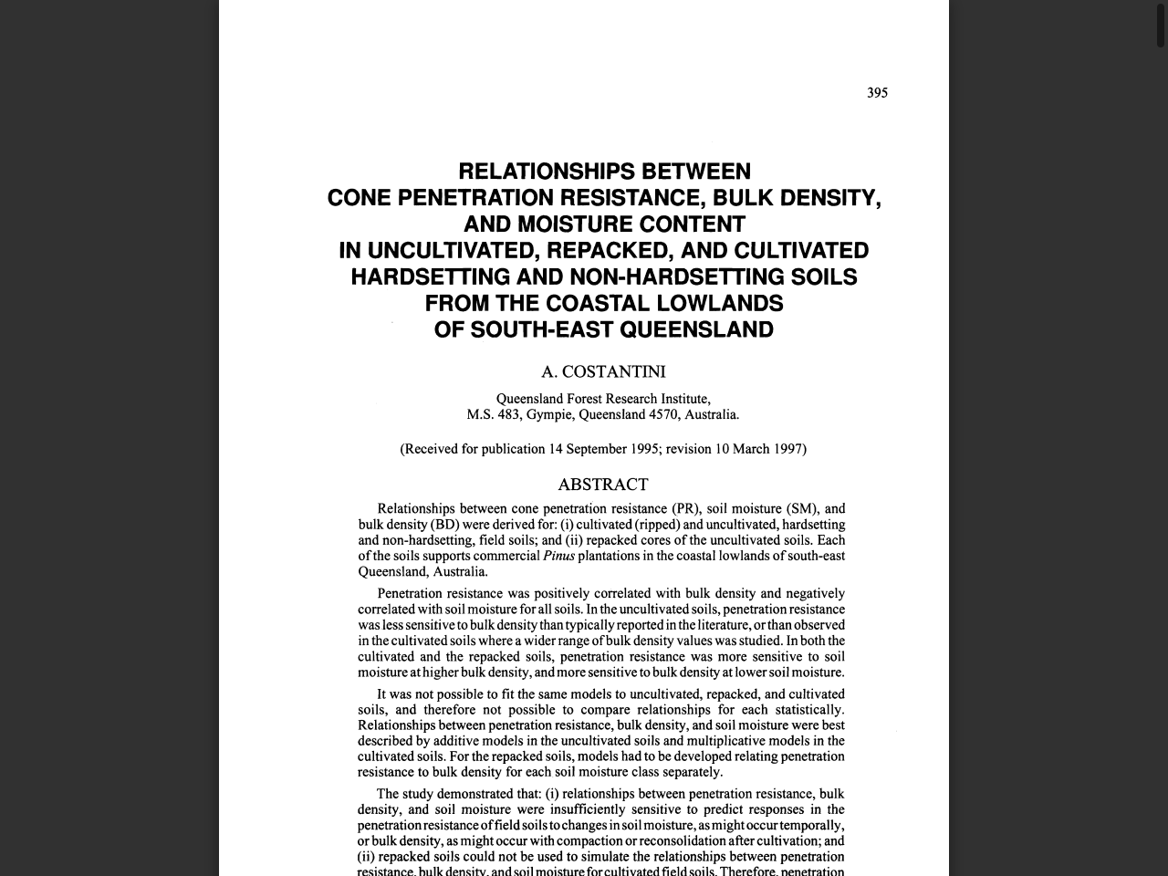 Preview of RELATIONSHIPS BETWEEN CONE PENETRATION RESISTANCE, BULK DENSITY, AND MOISTURE CONTENT IN UNCULTIVATED, REPACKED, AND CULTIVATED, accessed July 30, 2025, 