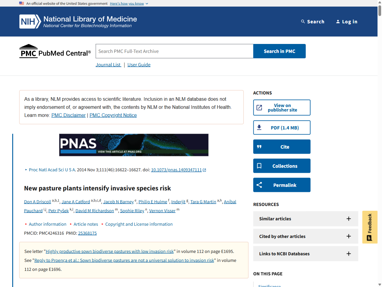 Preview of New pasture plants intensify invasive species risk - PMC - PubMed Central, accessed August 6, 2025, 