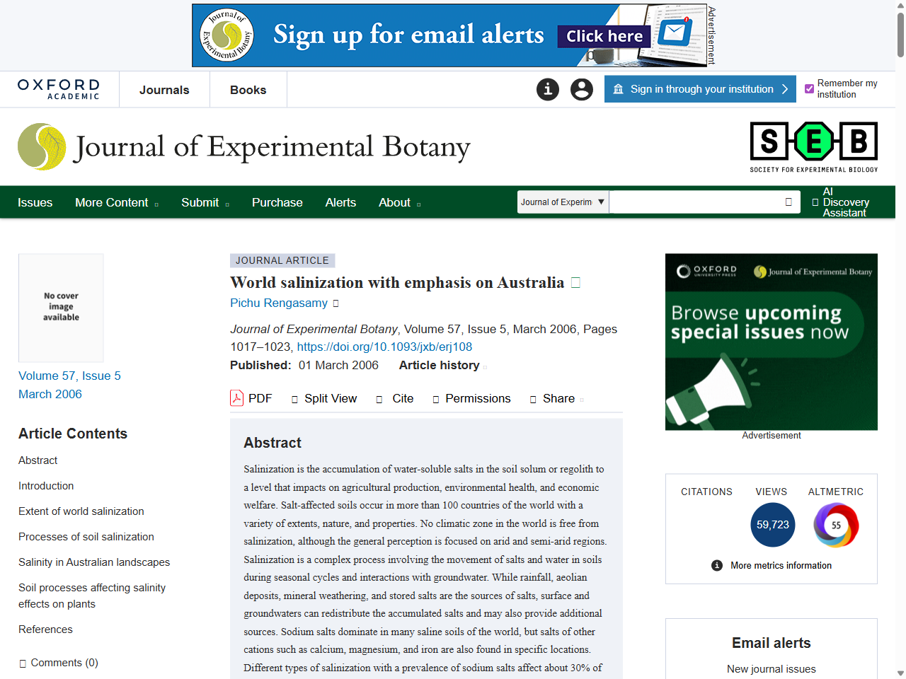 Preview of World salinization with emphasis on Australia | Journal of Experimental Botany, accessed July 10, 2025, 
