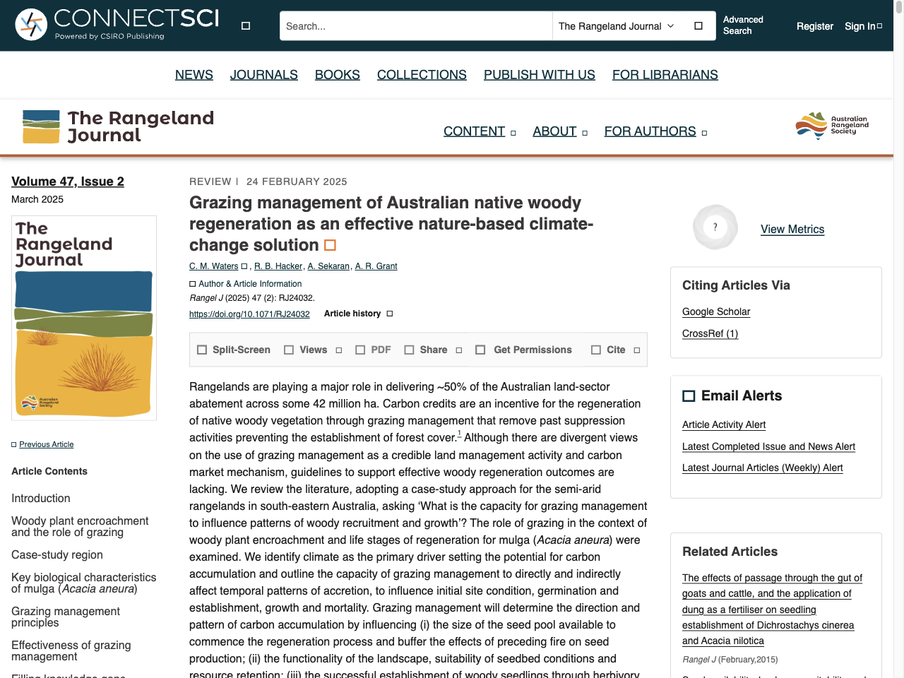 Preview of Grazing management of Australian native woody regeneration as an effective nature-based climate-change solution - CSIRO PUBLISHING | The Rangeland Journal, accessed July 12, 2025, 