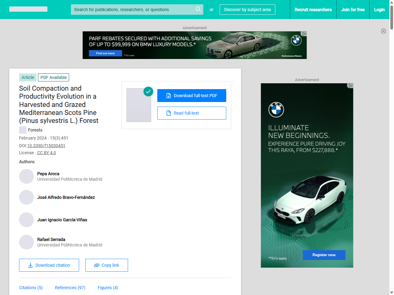 Preview of Soil Compaction and Productivity Evolution in a Harvested and Grazed Mediterranean Scots Pine (Pinus sylvestris L.) Forest - ResearchGate