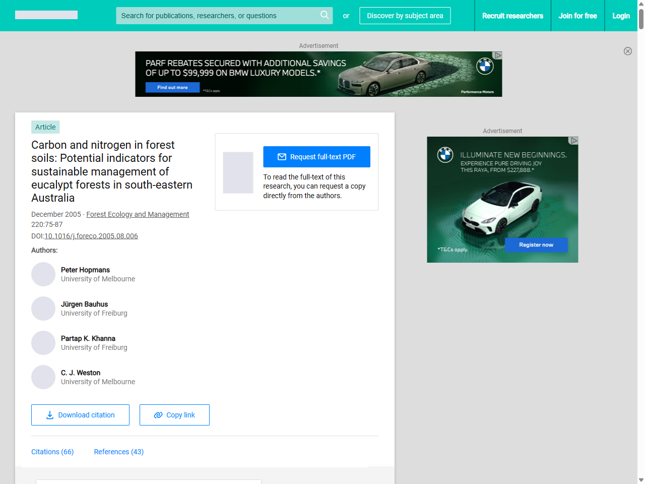 Preview of Carbon and nitrogen in forest soils: Potential indicators for sustainable management of eucalypt forests in south-eastern Australia | Request PDF - ResearchGate, accessed May 27, 2025, 