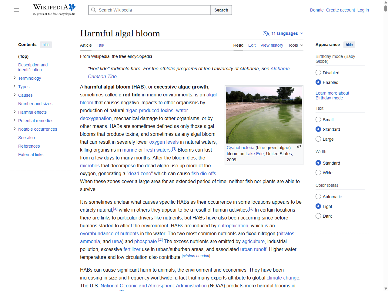 Preview of Harmful algal bloom - Wikipedia
